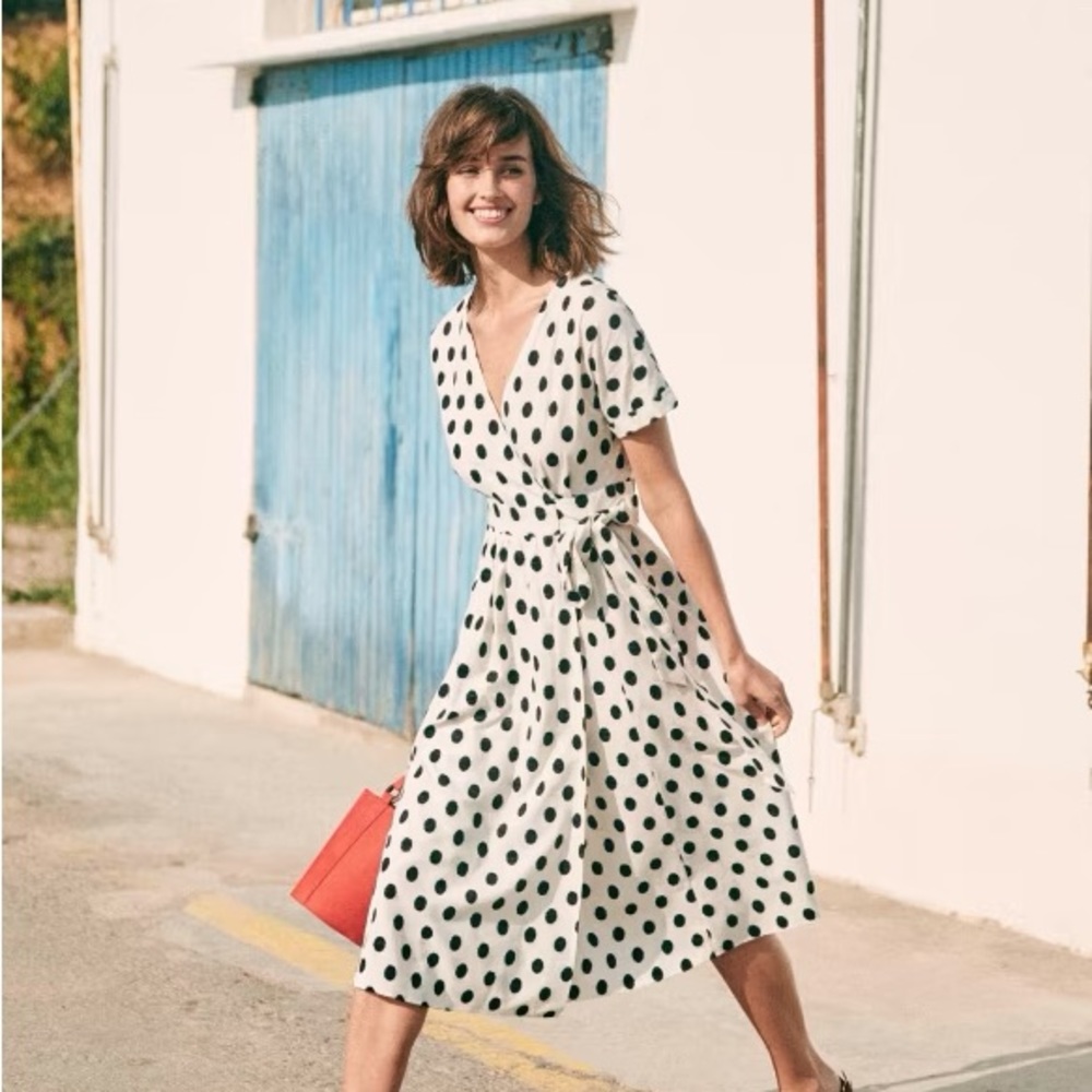 Sezane Marielle Polka Dot Midi Dress